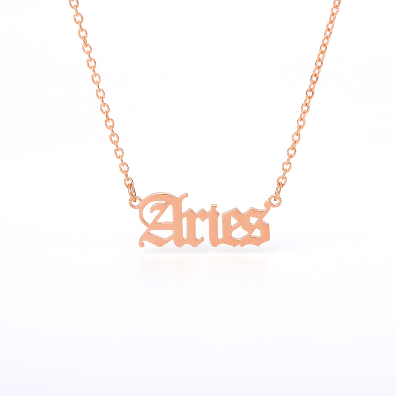 Old English Zodiac Name Necklace