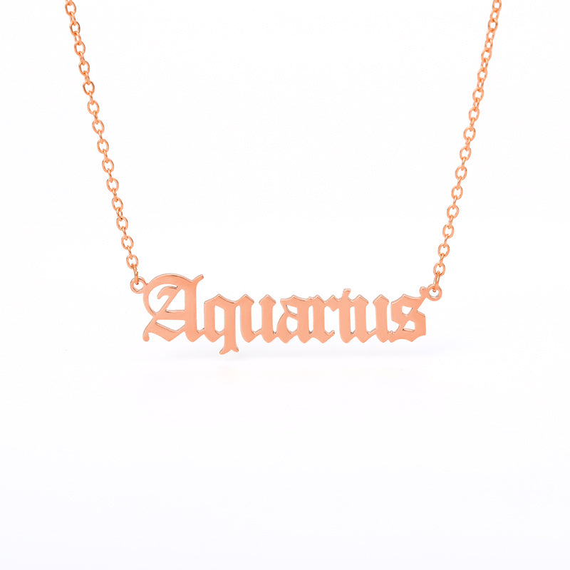 Old English Zodiac Name Necklace