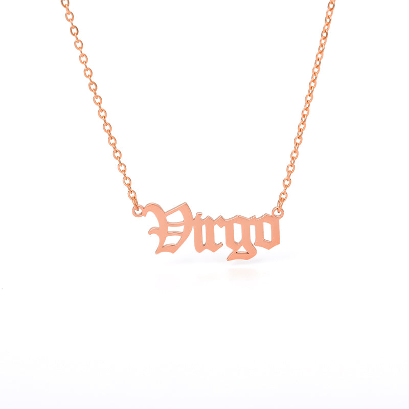 Old English Zodiac Name Necklace