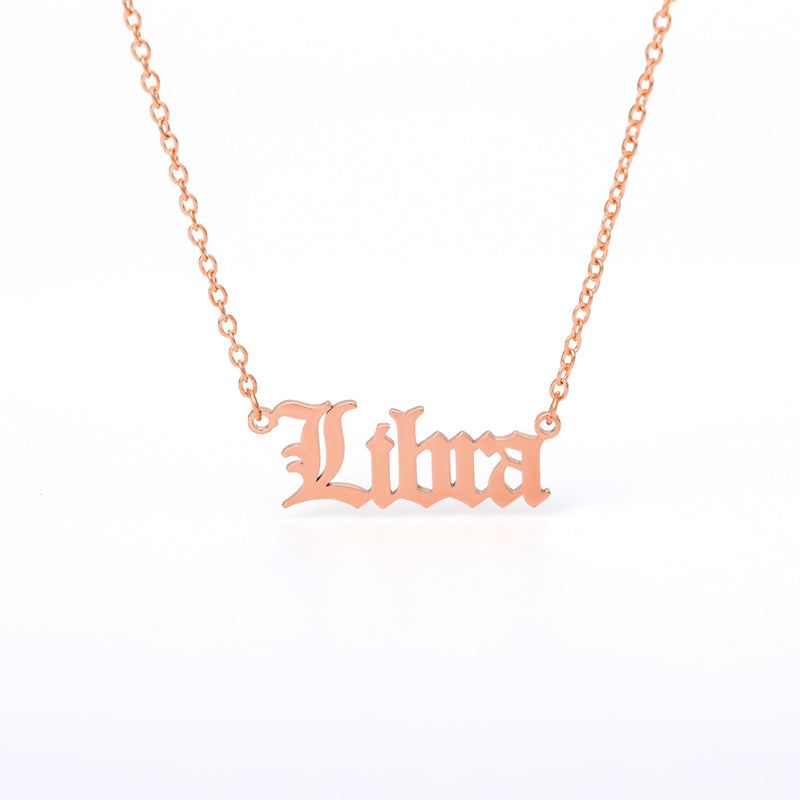 Old English Zodiac Name Necklace