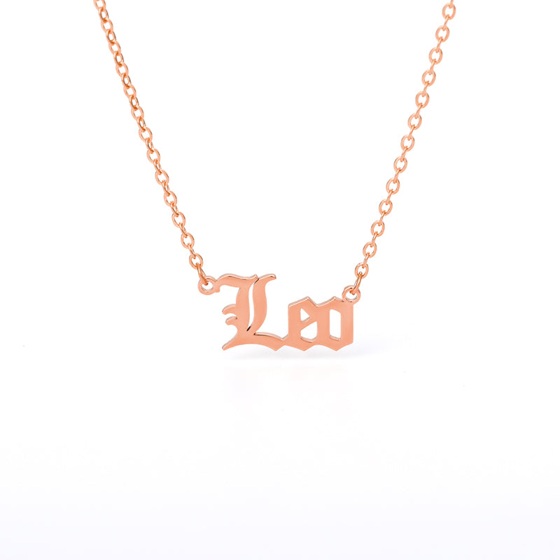 Old English Zodiac Name Necklace