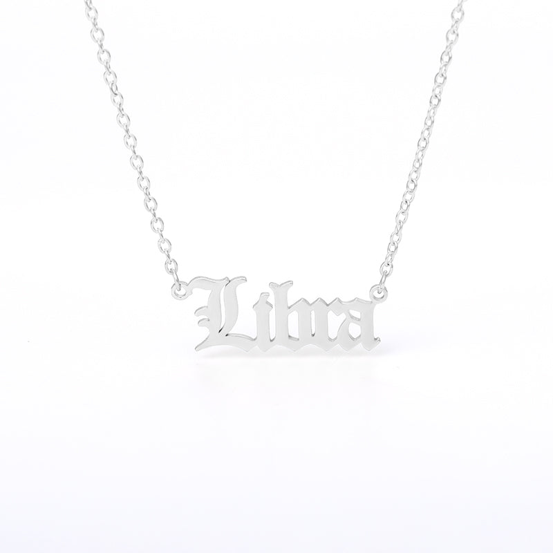 Old English Zodiac Name Necklace