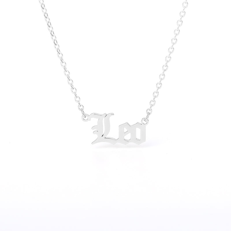 Old English Zodiac Name Necklace