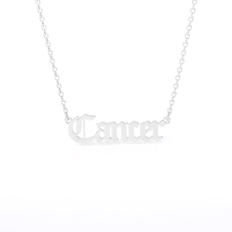 Old English Zodiac Name Necklace