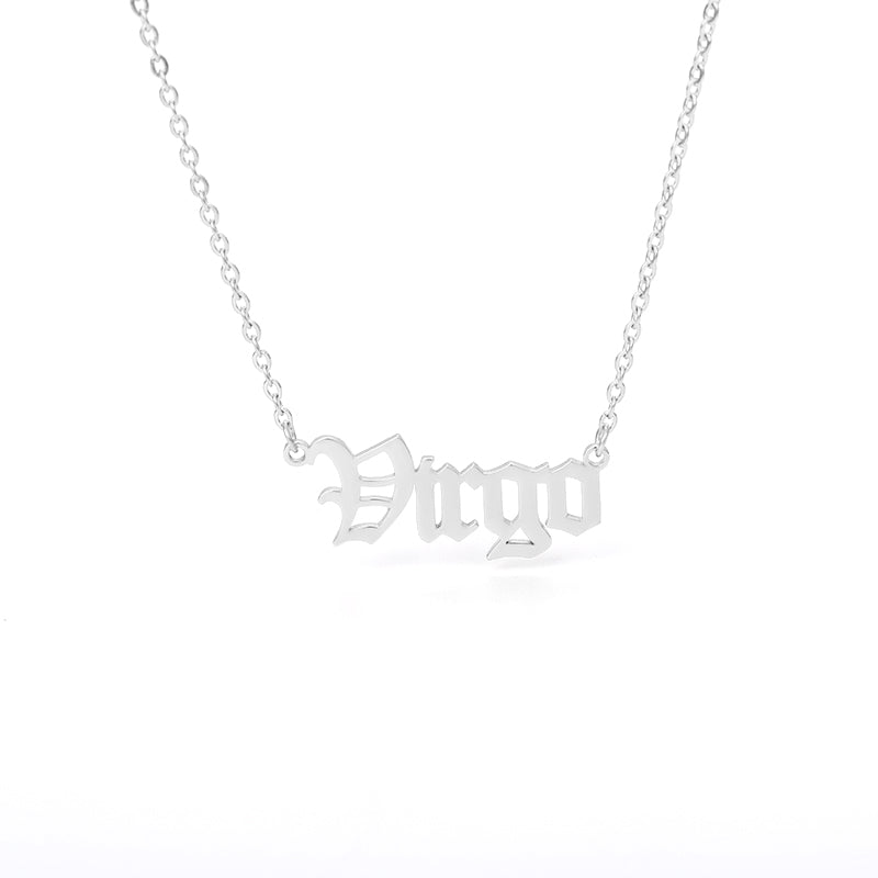 Old English Zodiac Name Necklace