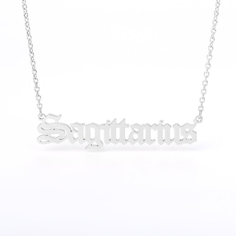 Old English Zodiac Name Necklace