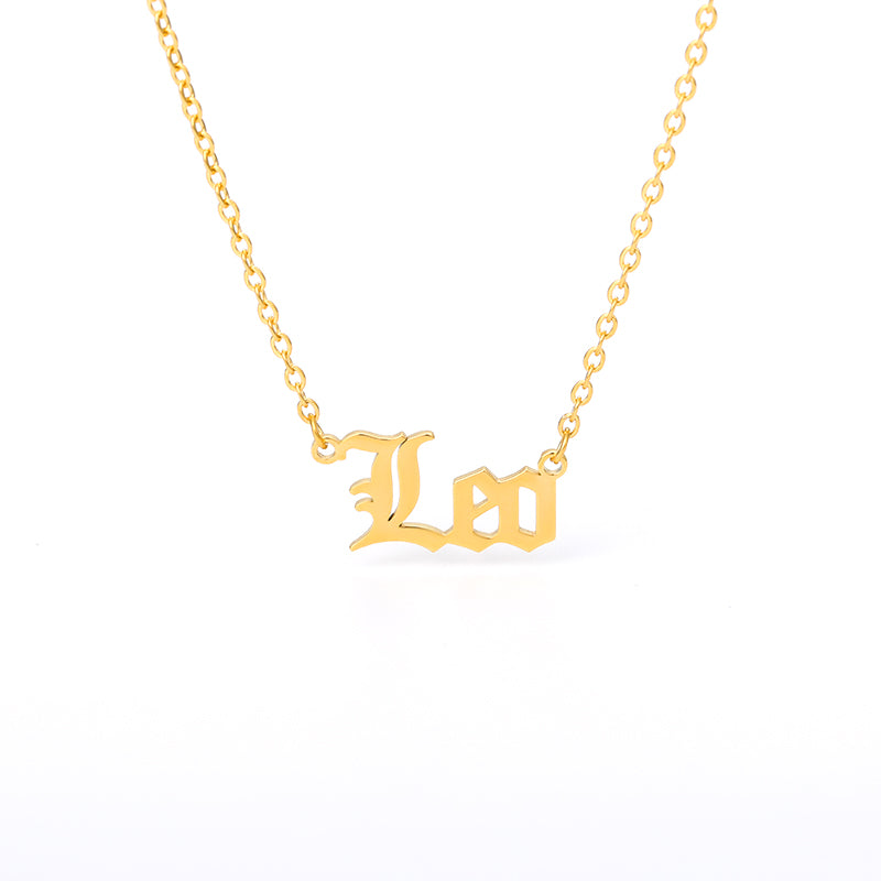 Old English Zodiac Name Necklace