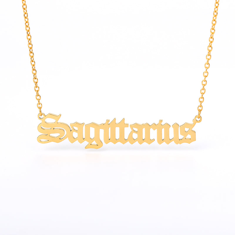 Old English Zodiac Name Necklace