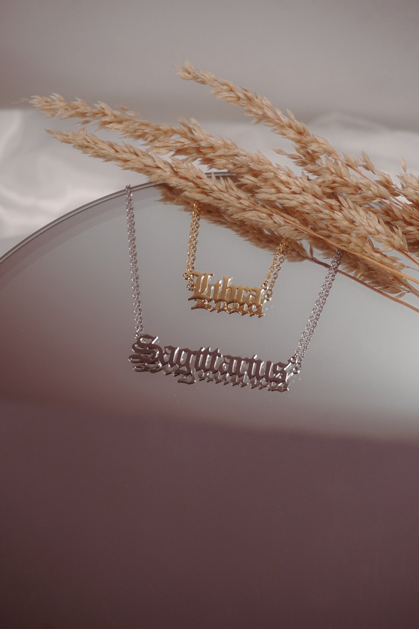 Old English Zodiac Name Necklace